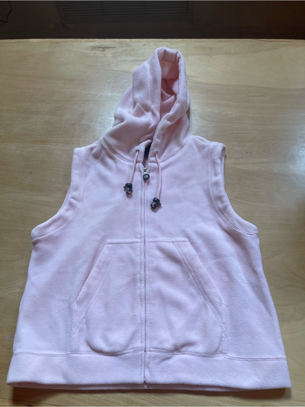 Women’s Sleeveless Hooded Zip-Up Vest - Light Pink size Medium